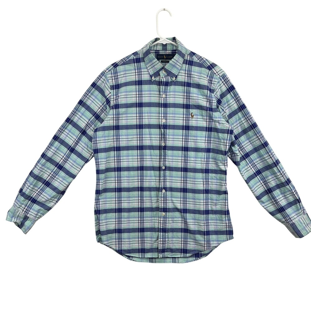 Ralph Lauren Shirt Mens Medium Plaid‎ Classic Fit Long Sleeve Button Down